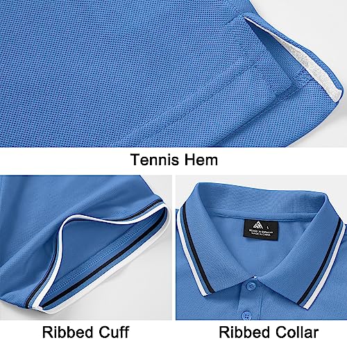 V Valanch Polo Shirts For Men Blue Casual Summer Moisture Wicking Shirts Short Sleeve Golf Shirts,M #TOP4