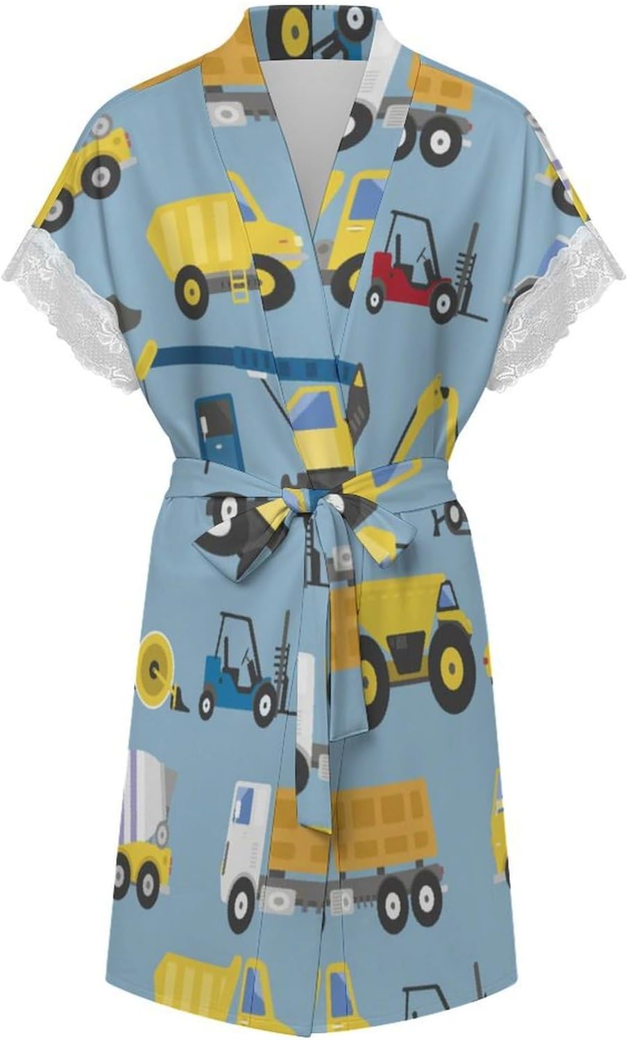 Multicolor Construction Trucks Tractors (1) Women Pajama Bathrobe Sleepwear Knee Funny Shawl Gift