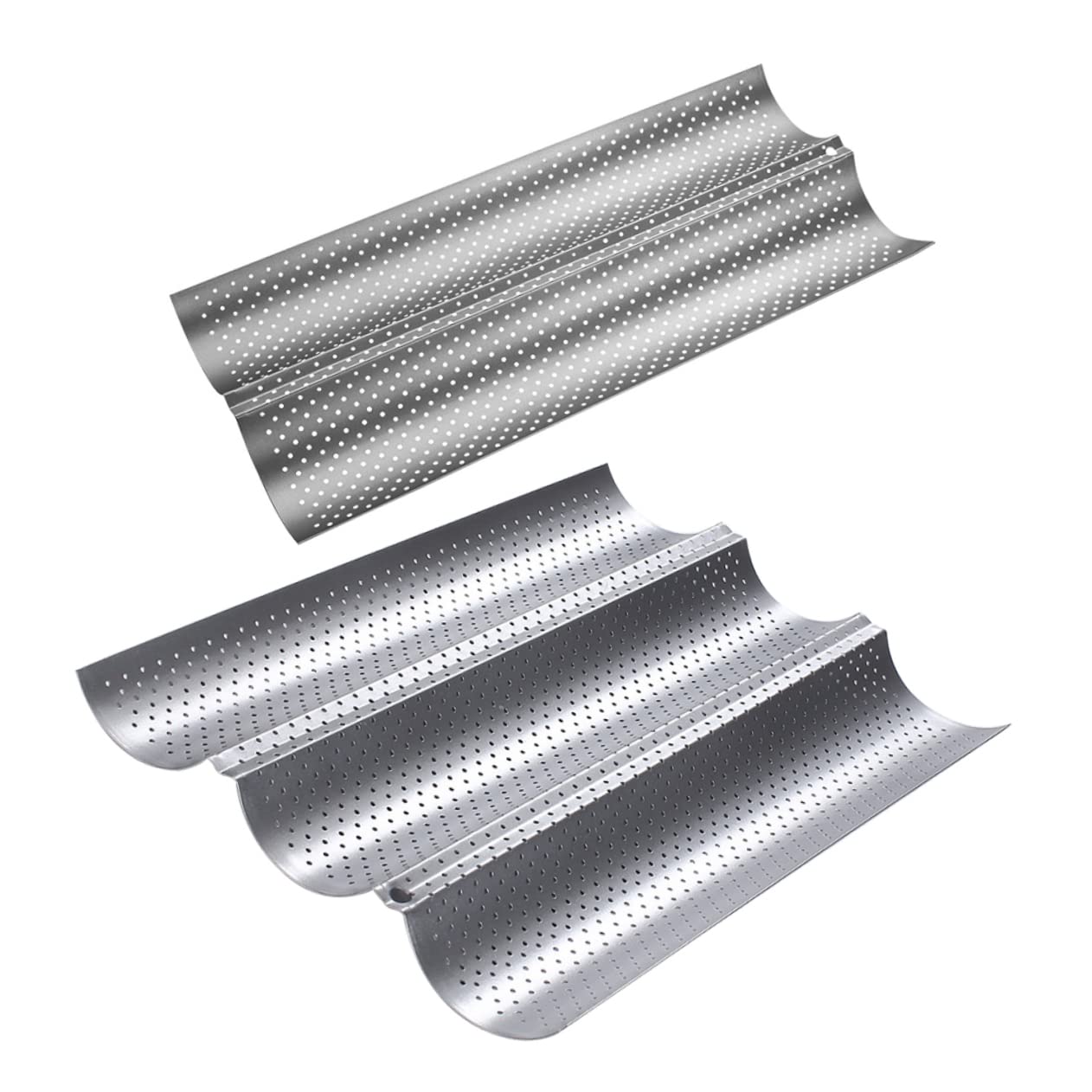 LALADEFIEE Artisan Bread Baking Trays 2pcs Corrugated Loaf Pans Perforations Bread Banneton Proofing Baskets Non-stick Heatproof Dishwasher Safe