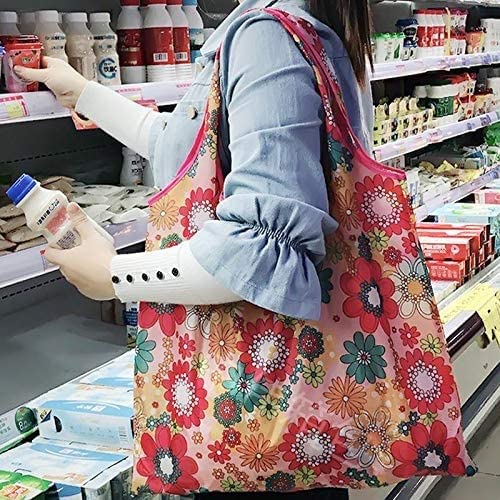 JQKA Pratiche borse per la spesa riutilizzabili borsa quadrata floreale pieghevole ambientale per donne ragazze borsa a tracolla grande - poliestere solido (colore: colore 12) - Image 3