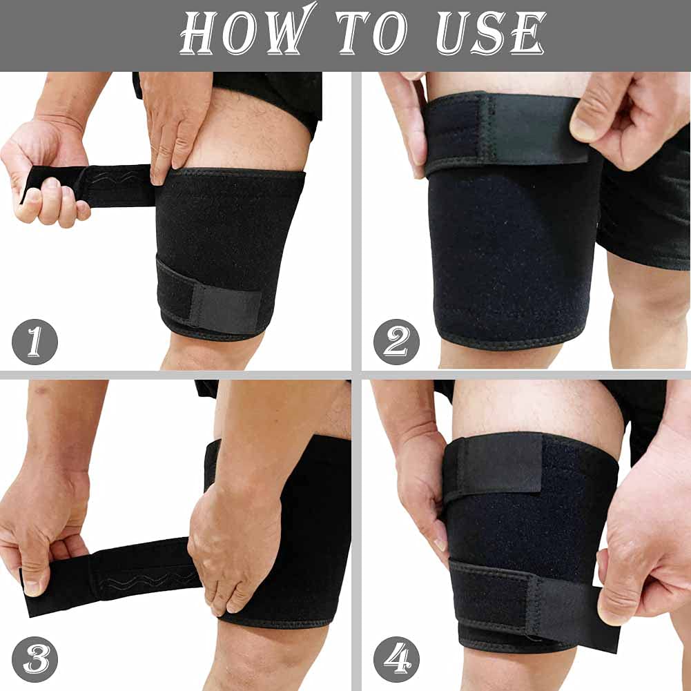 Thigh Compression Sleeves Thigh Support Brace Hamstring Wrap Adjustable Thigh Wrap Compression Sleeves for Legs Men and Women Thigh Brace for Tendonitis, Pulled Muscle Injury Rehab and Recovery : Health & Household