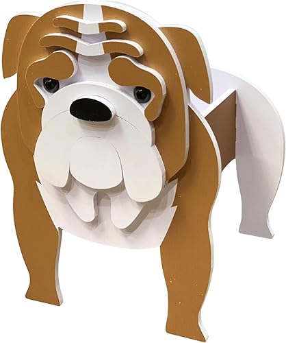 Maceta con forma de dibujos animados de perro (1 unidad, Bulldog inglés), maceta de decoración de animales para oficina en interiores, decoración de
