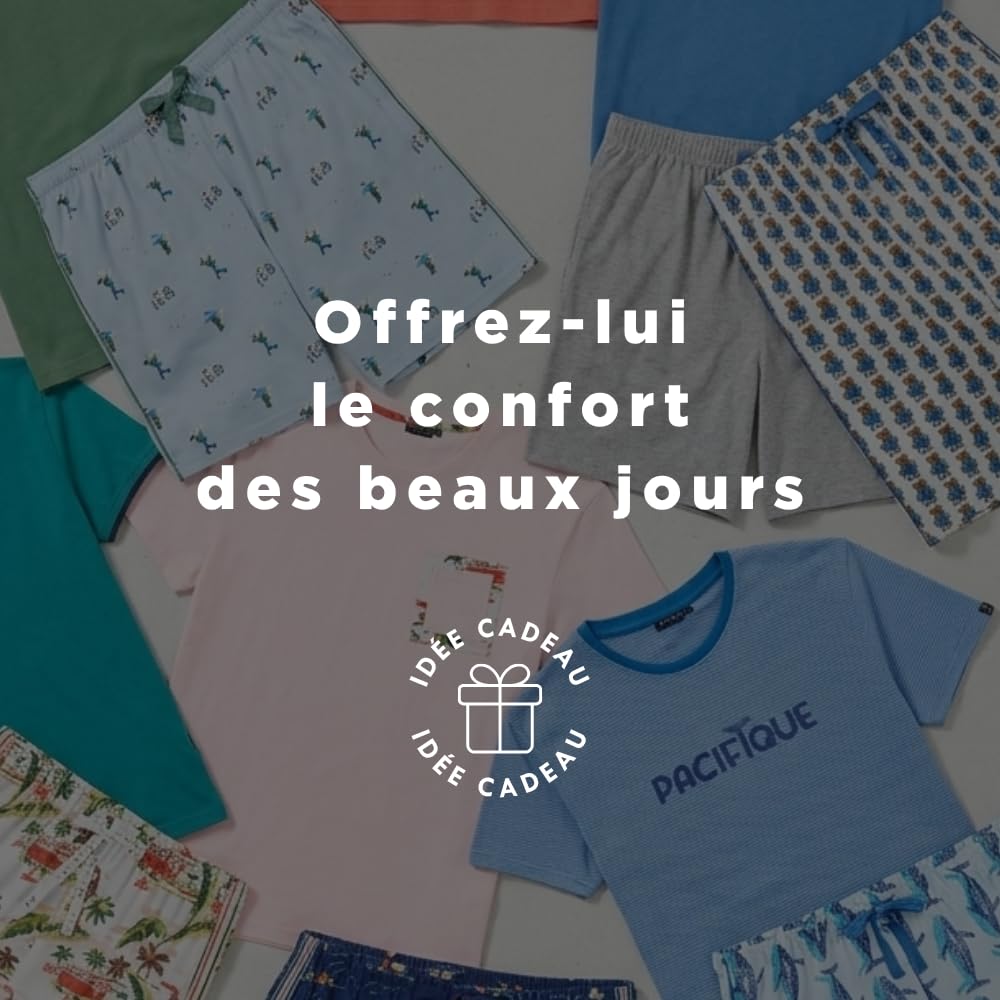 ARTHUR - Pyjama Court Homme, Ensemble Manches Courtes et Short - 100% Coton Bio Doux et Confortable