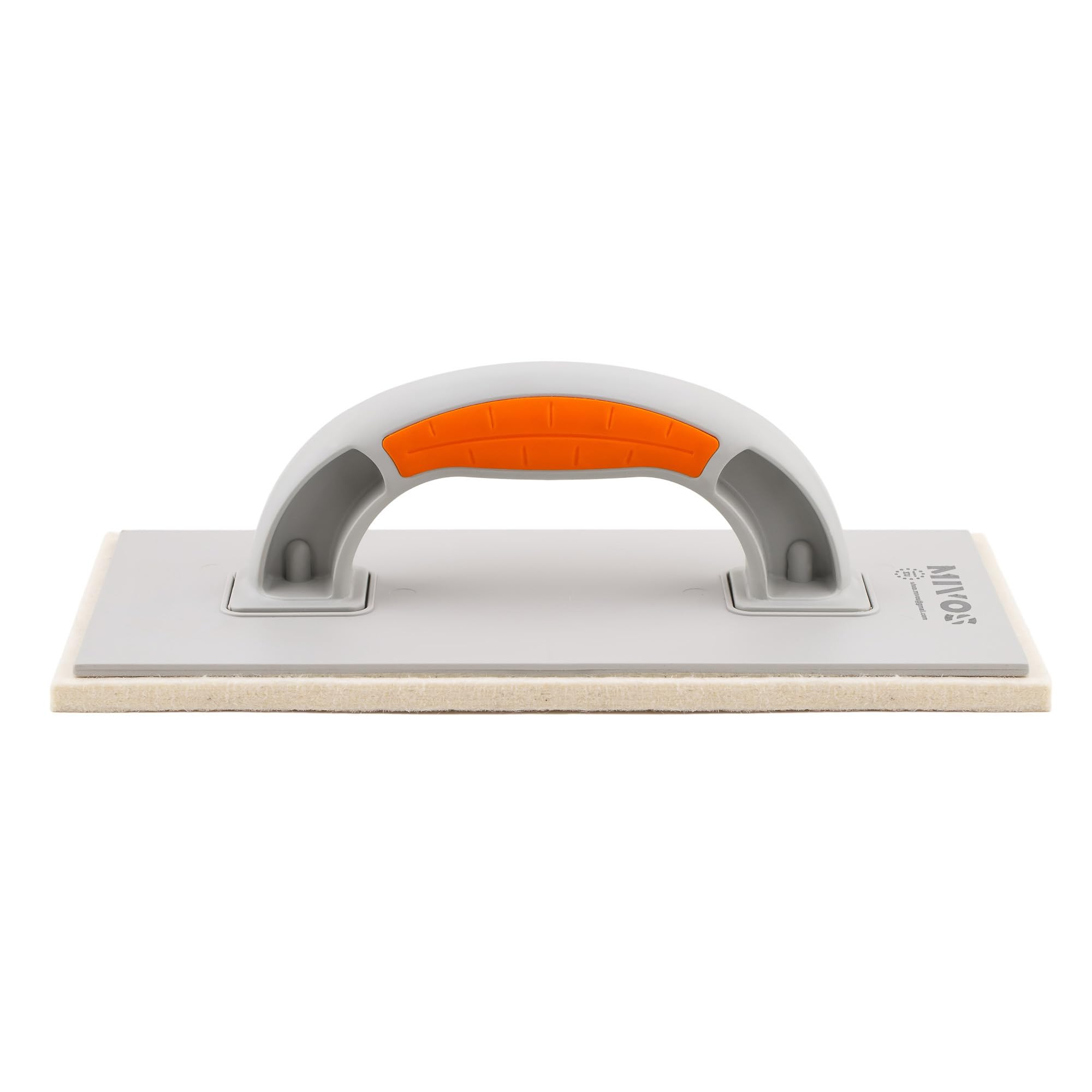 Mivos Rallador de plástico con revestimiento de fieltro 280 x 140 / tabla de fieltro para yeso con mango de dos componentes/tabla con fieltro de 8 mm/fabricado en la UE