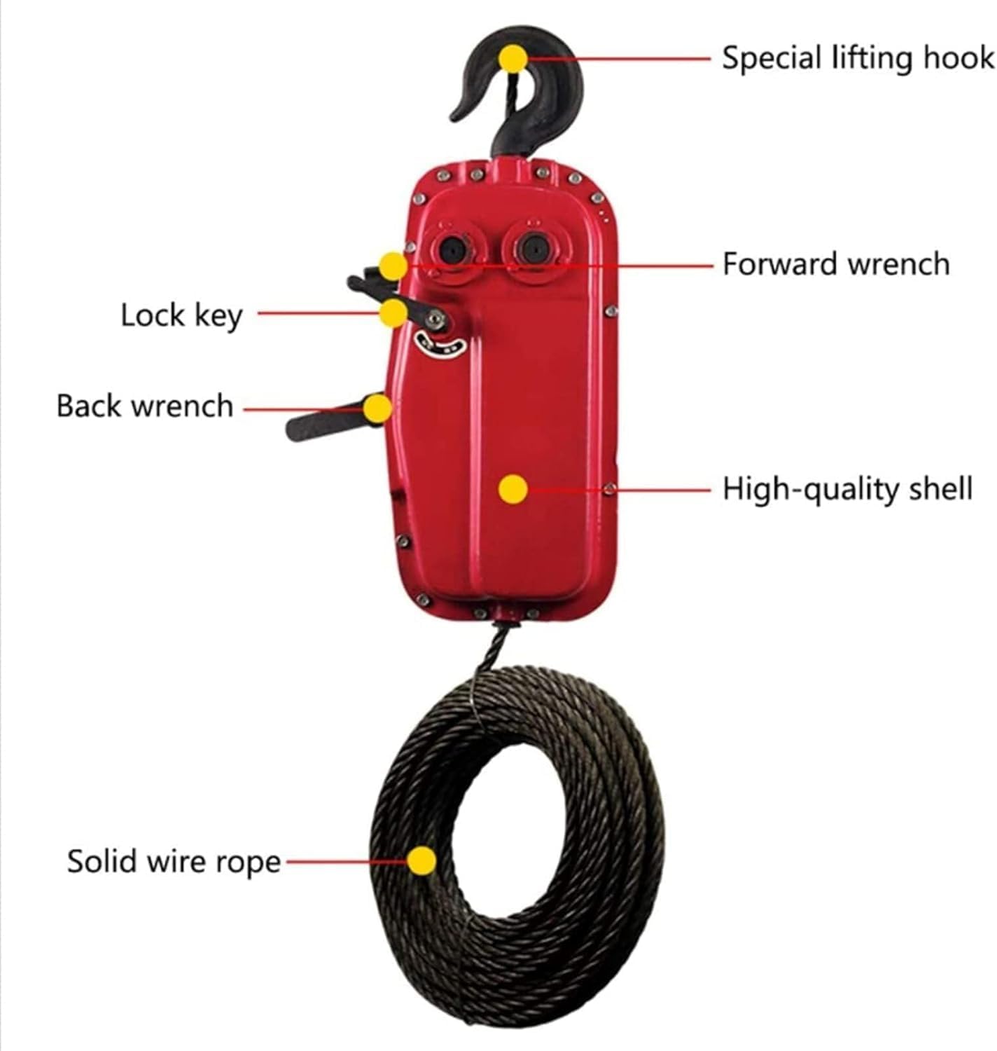 レバーホイストトラクション、ソリッドスチールワイヤーロープ/合金ギア/特殊リフティングフック、ブロックチェーンハンドチェーンリフティ