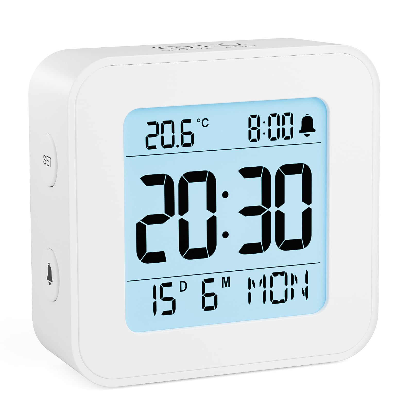 LATEC Wecker Digital, Digitaler Wecker Batterie Alarm Clock, Klein Reisewecker Digital Uhr mit Temperaturanzeige, Snooze, 3 Lautstärken und Hintergrundbeleuchtung (Inklusive Batterie)