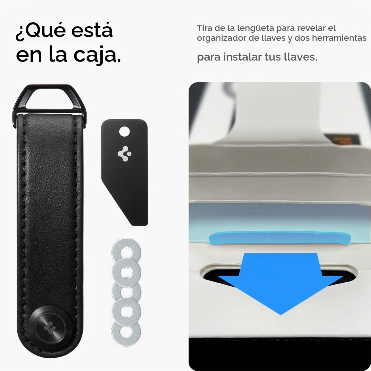 Spigen Valentinus Llavero de Cuero para hombres y mujeres - Negro