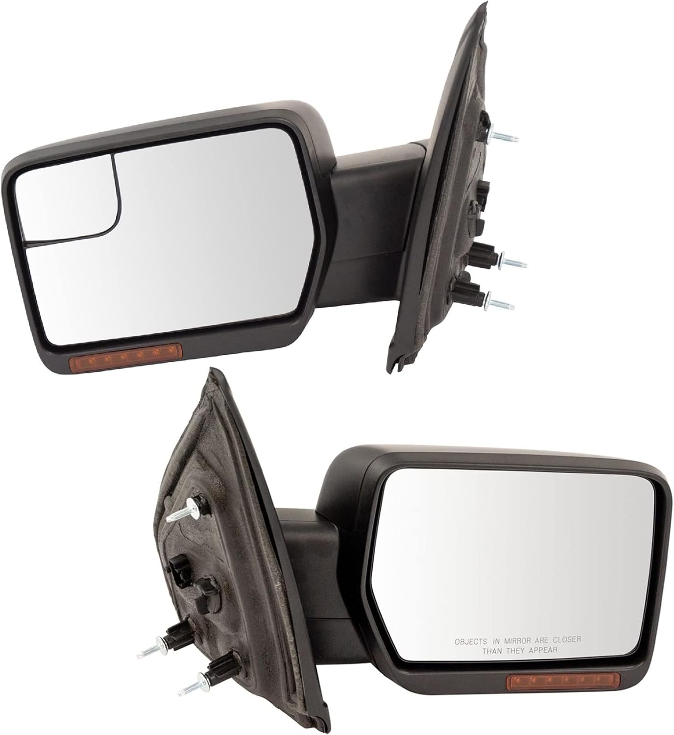 TRQ Driver and Passenger Side Mirror Set Power Heated Memory Paint to Match Spotter Glass Power Folding with Amber Reflector Compatible with 2011-2014 Ford F-150