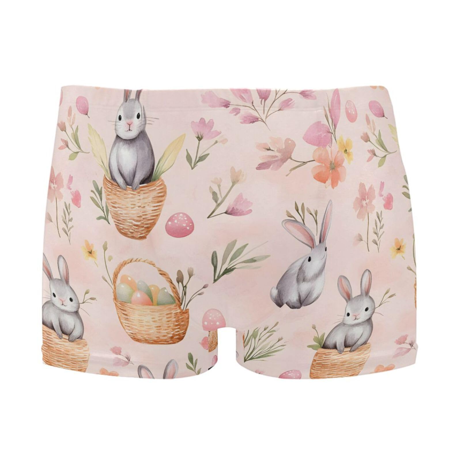 UMIRIKO Easter Bunny Pink Flowers Men Swim Brief Square Leg Swimsuit Swimwear Bathing Suits for Men M 202b9045