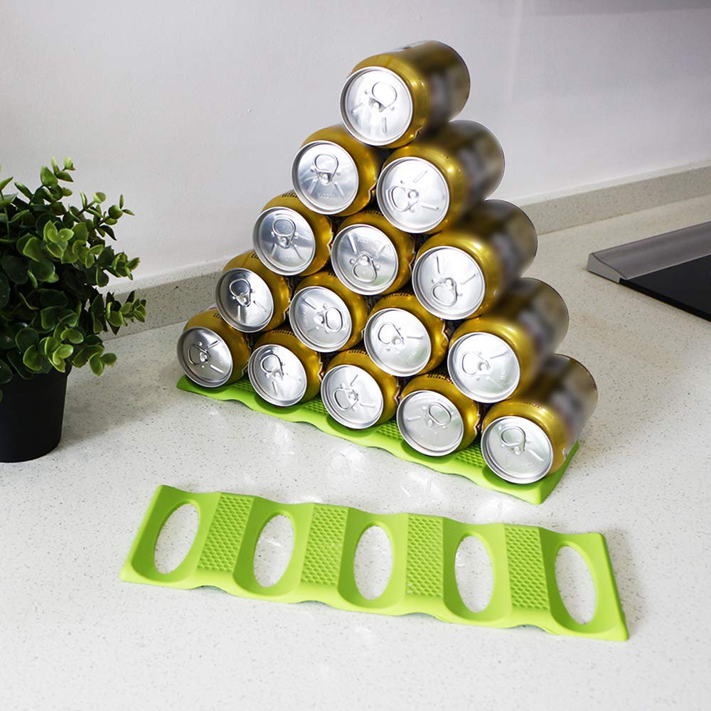 2Pcs Bottle Stacking Mat Can Stacker Kitchen Cabinet and Fridge Storage Rack Wine Bottles Holder