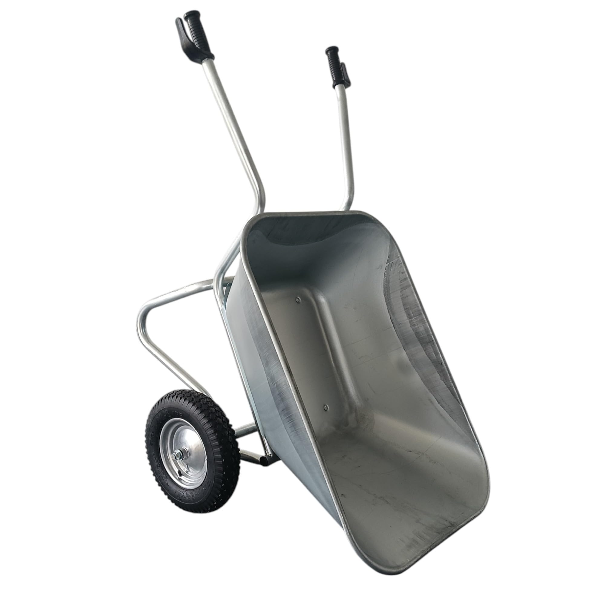 Schubkarre Kippkarre Agro 200L bis 250kg Luftreifen mit Stahlfelge verzinkt kippbare Schubkarre 200 Liter Garten Bauschubkarre Gartenschubkarre Kipp japaner 2-Rad 400-8 Silber 4PR Luft