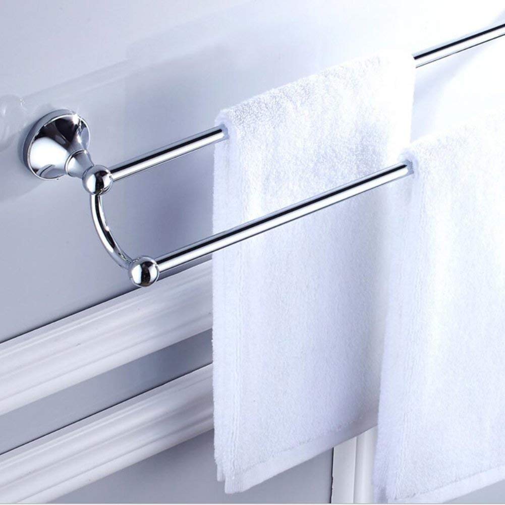 Double porte-serviettes rétro pour salle de bain - 60 cm - Double couche - En laiton (chromé)