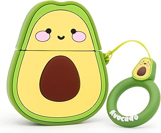 LIUKE Cute Airpods Case, Airpods 2 Case, Funny 3D Cartoon Fruit Avocado Case, Soft Silicone Full Protection Shockproof Charging Case Cover with Keychain Airpods 1&2 case for Kids Girls Boys Women