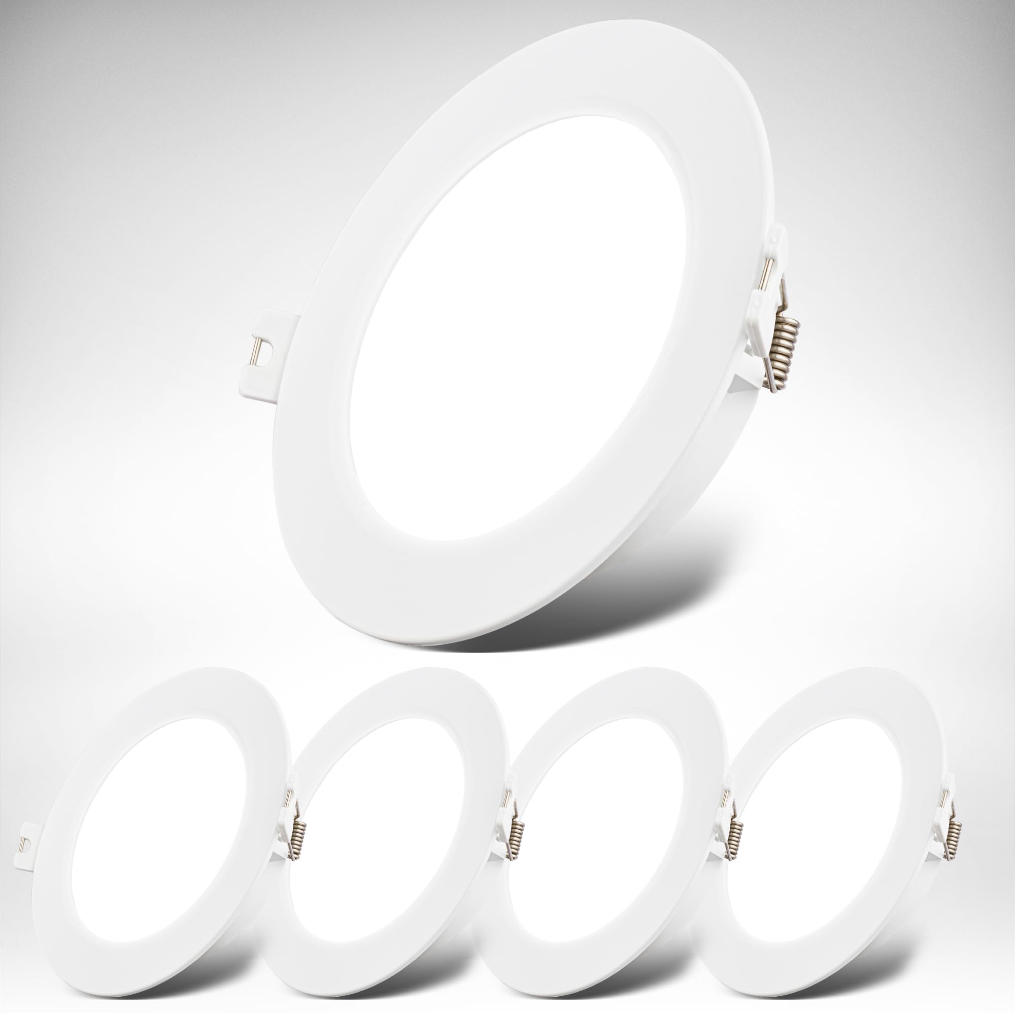 B.K.Licht LED Einbaustrahler 5er Set 6W, 660 lm, 4000K, 230V, flach, Weiß