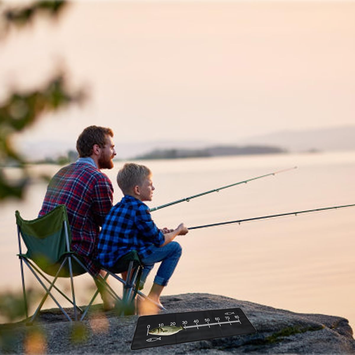 Fishing abhakmatte Angeln abhakmatte 98x30cm Fishing Maßband zum Angeln Faltbare karpfenangelmatte,Tragbar Karpfen Angelzubehör,Anfänger Outdoor Karpfen Forellenangeln (Portabler Stil)