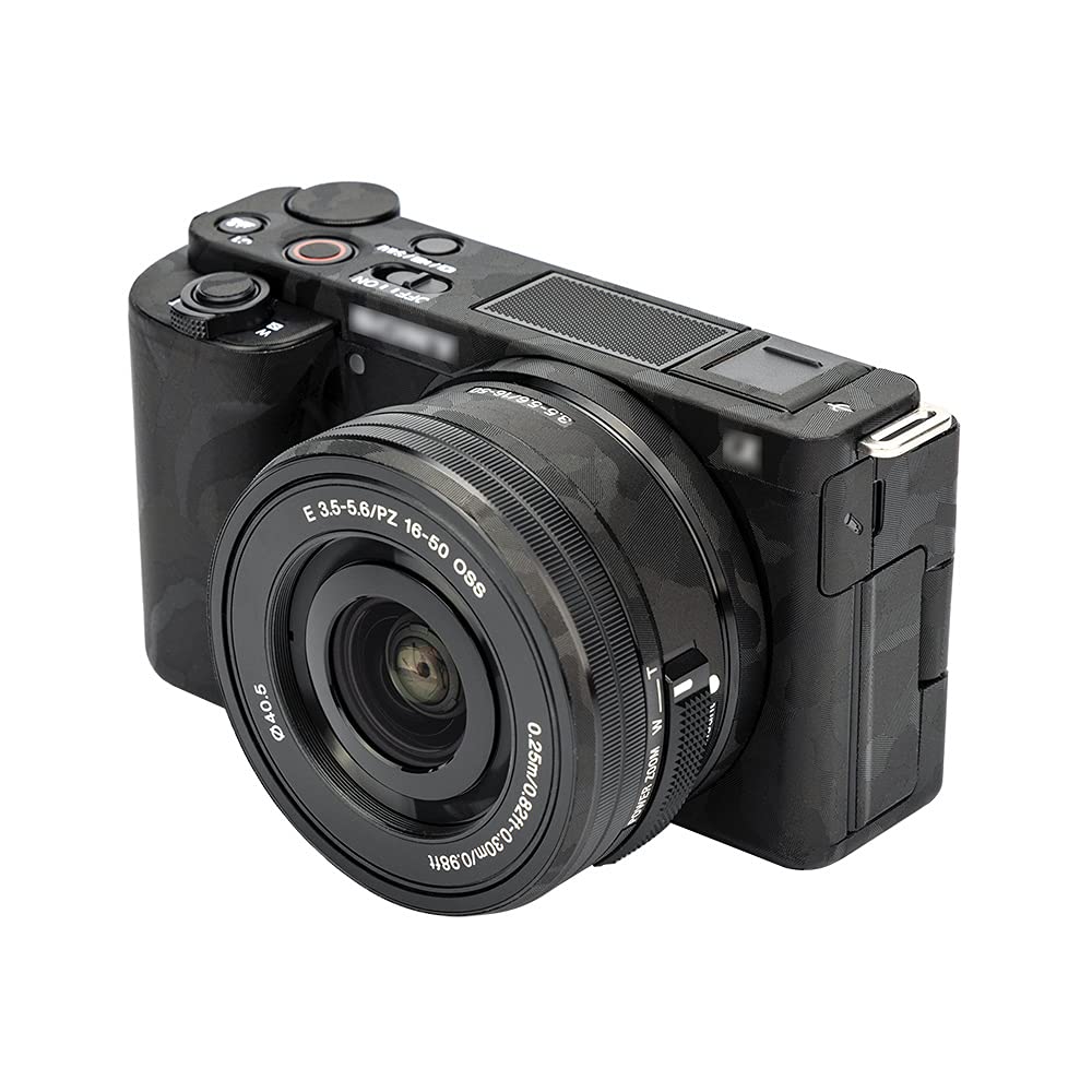KIWIFOTOS Adesivo protettivo antigraffio per fotocamera mirrorless Sony ZV-E10 con kit di obiettivi da 16-50 mm, pellicola protettiva antiscivolo (motivo mimetico)