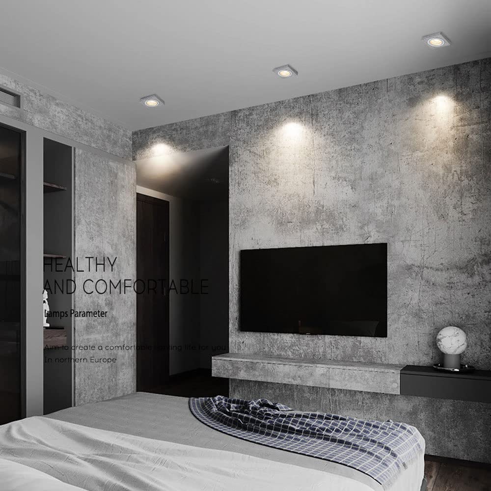 Faretti da incasso a LED, faretti direzionali GU10 in cemento industriale, 2 pezzi, lampada da soffitto a filo, luce per esposizione di quadri in galleria, faretti per corridoio del soggiorno - Nero-