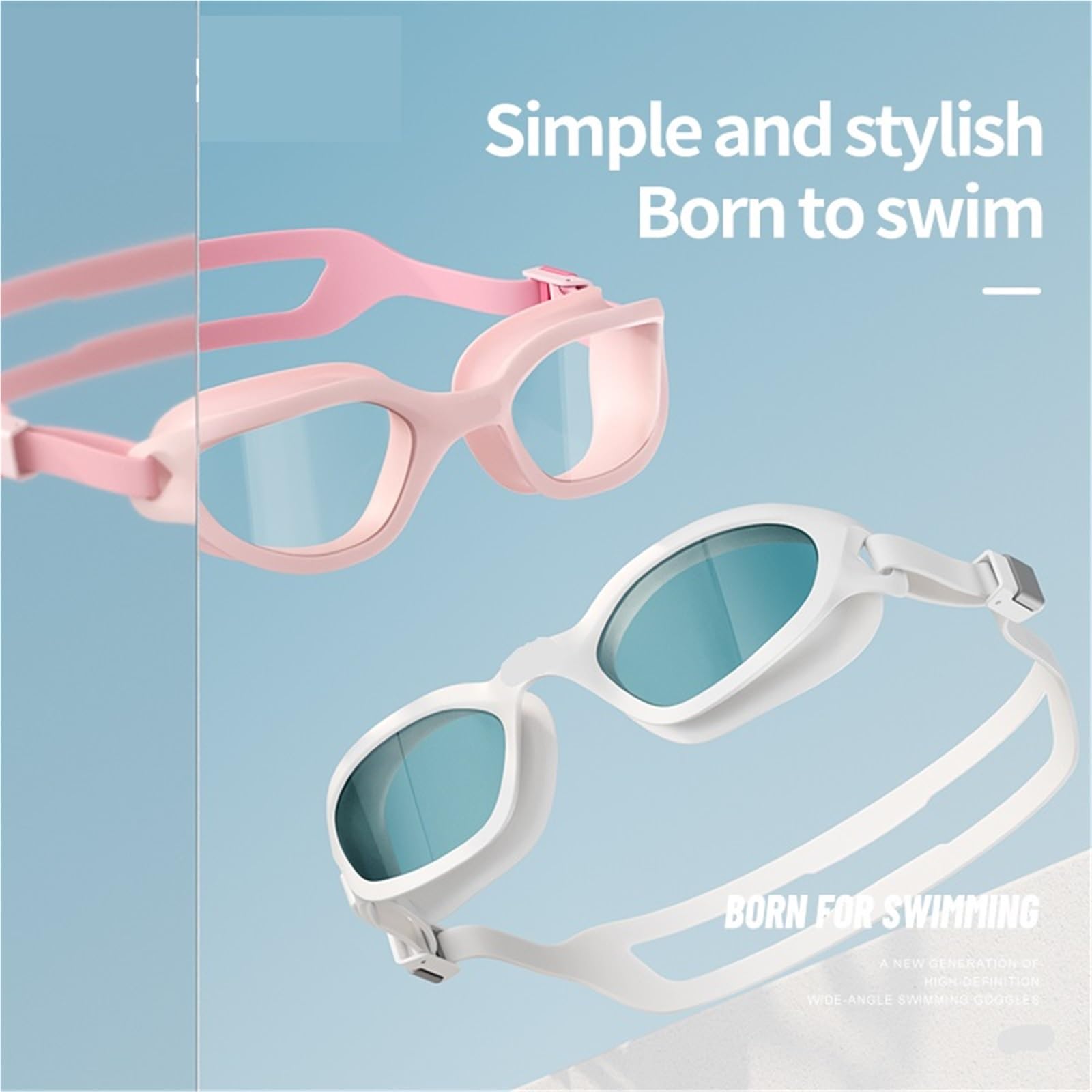 JUANYAO Occhiali da Nuoto Occhialini da Nuoto Regolabili HD Occhiali da Nuoto antiappannamento Occhiali da Nuoto Professionali in Silicone for Uomo per Il Nuoto(Blue)