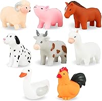 XY-WQ No Hole No Mold Bath Toys for Babies 6-12m & Toddlers 1-3 - 8 Sealed Animal Figures w/ Mesh Bag, Safe PVC