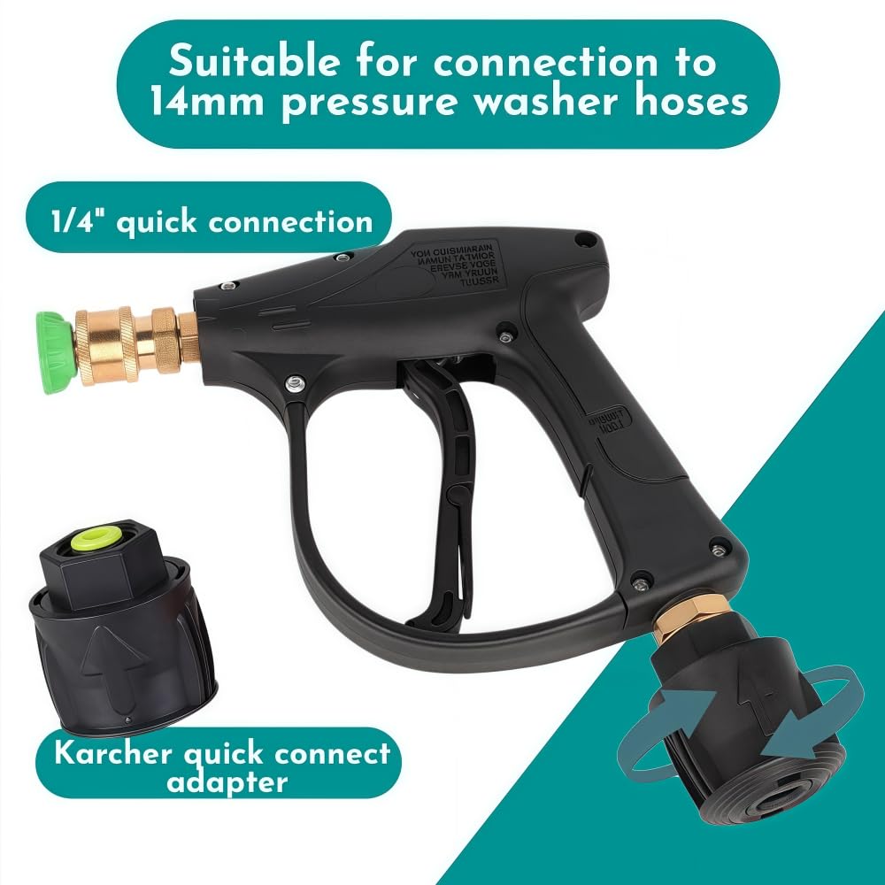 Pressure Washer Gun,Jet Wash Gun,Professional 4350 PSI 1/4" Quick Release Jet Wash Gun with 5 Nozzles & Safety Lock (M22-14mm/Karcher K1-K7 Compatible) - Image 3
