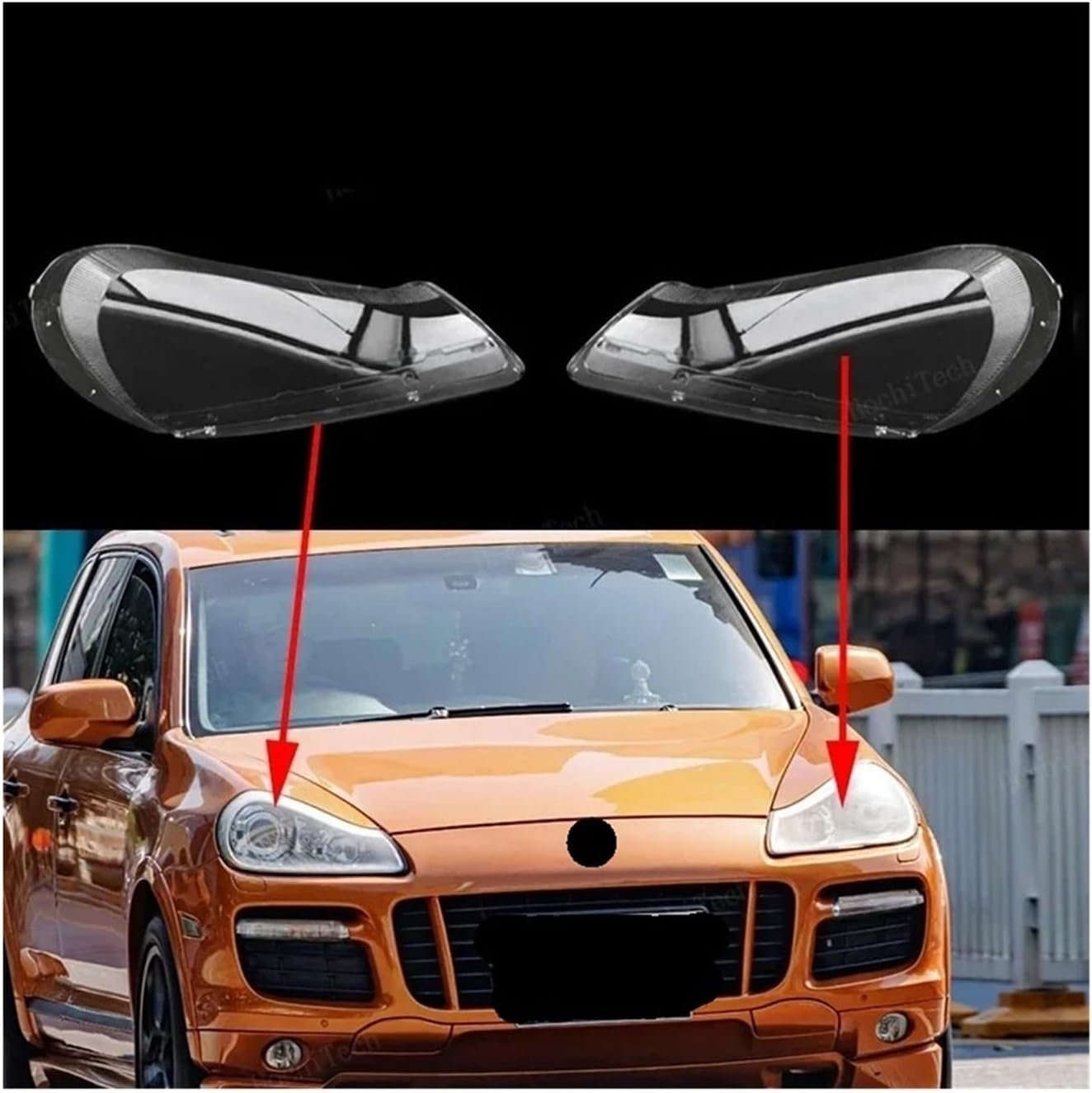 Front Headlight Cover Headlamp Lamp Shell Mask Lampshade Lens Polycarbonate Compatible For Porsche Cayenne S GTS E1 9PA 955 957 08-10(Right and Left)