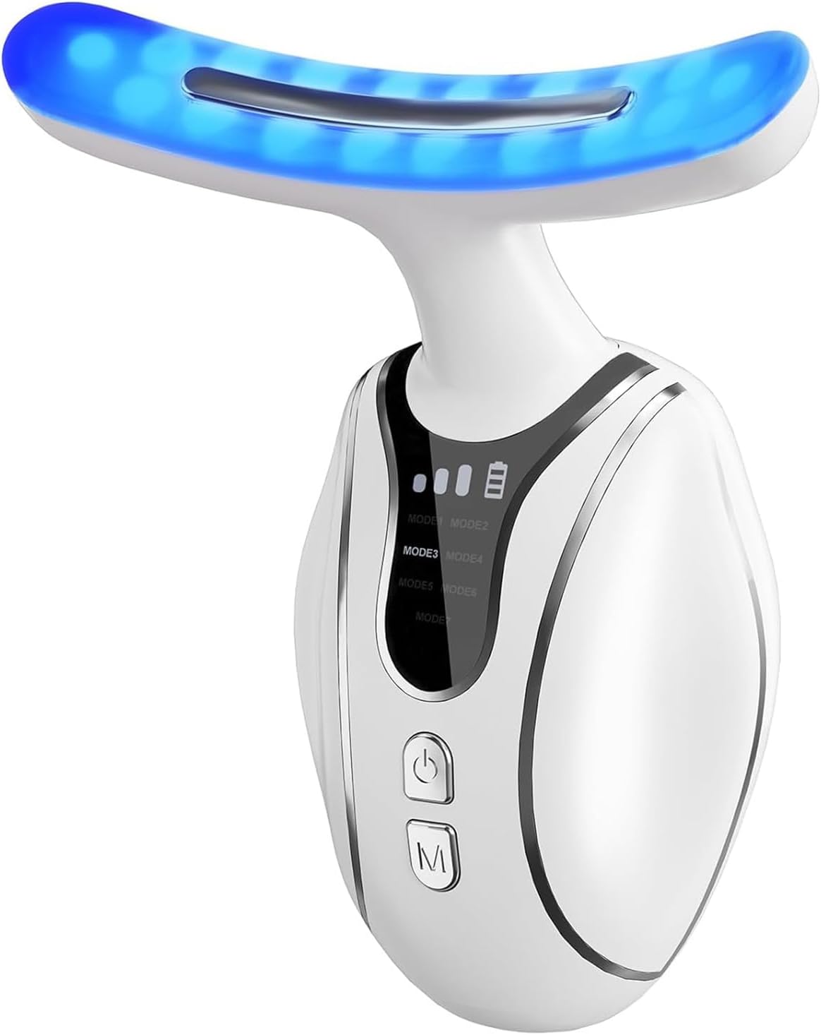 Electric Face Massager - Latest version, Portable Skin Tightening Beauty Toning Device, 7 Massage Modes for SkinTightening & Neck Lifting EMS Massage Face Toning Firming for Women (White)