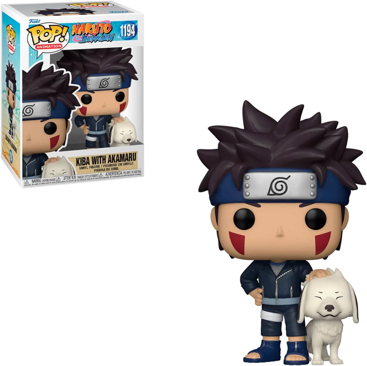 POP Naruto Shippuden - Kiba with Akamaru Funko Vinyl Figure (Bundled with Compatible Box Protector Case), Multicolor, 3.75