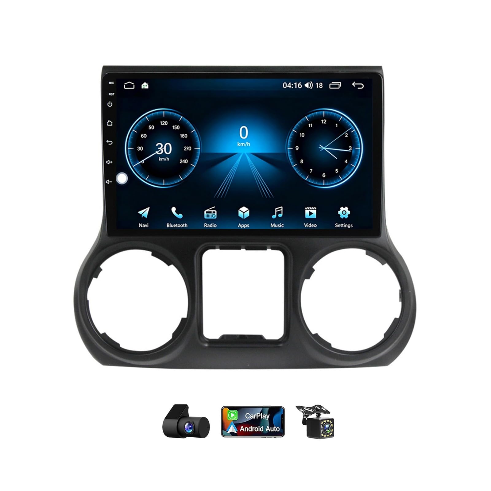 Radio coche Android 14 para Jeep Wrangler JK con Carplay inalámbrico y GPS 8