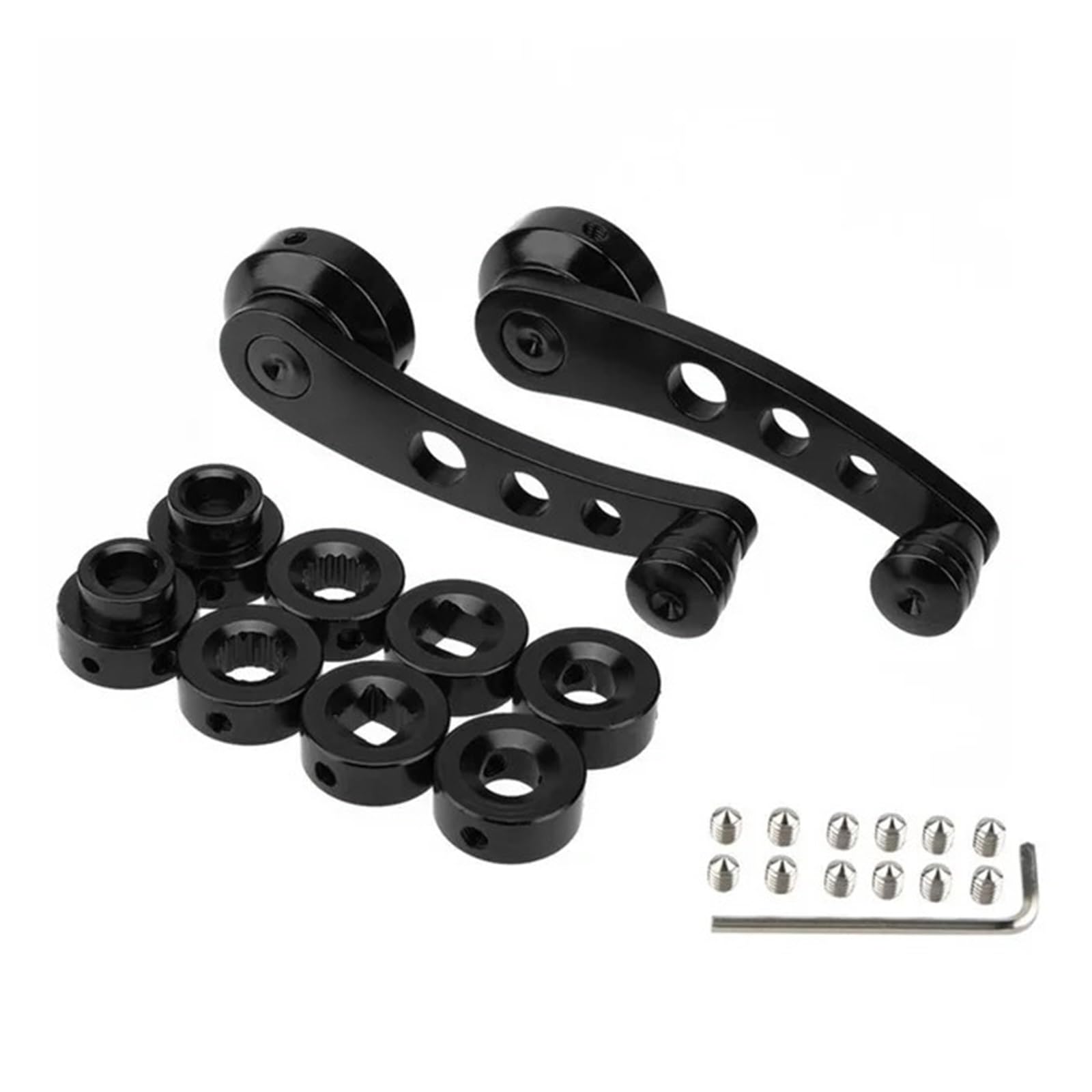 SAMWDK Glass Lifter 1Set Universal Car Window Handle Aluminum Alloy Winder Riser Replacement Winder Crank Riser Window Handles Car Window Regulator(Black)