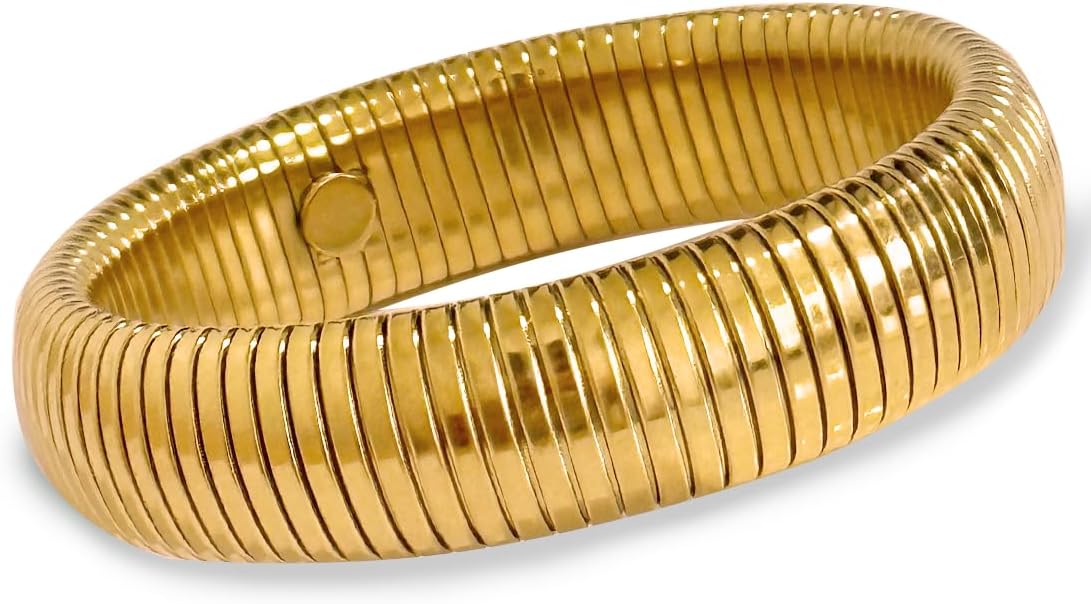 A&H Zier Women's 18K Gold Bangles Set | Hypoallergenic Stainless Steel Bracelets | Gift Box Included