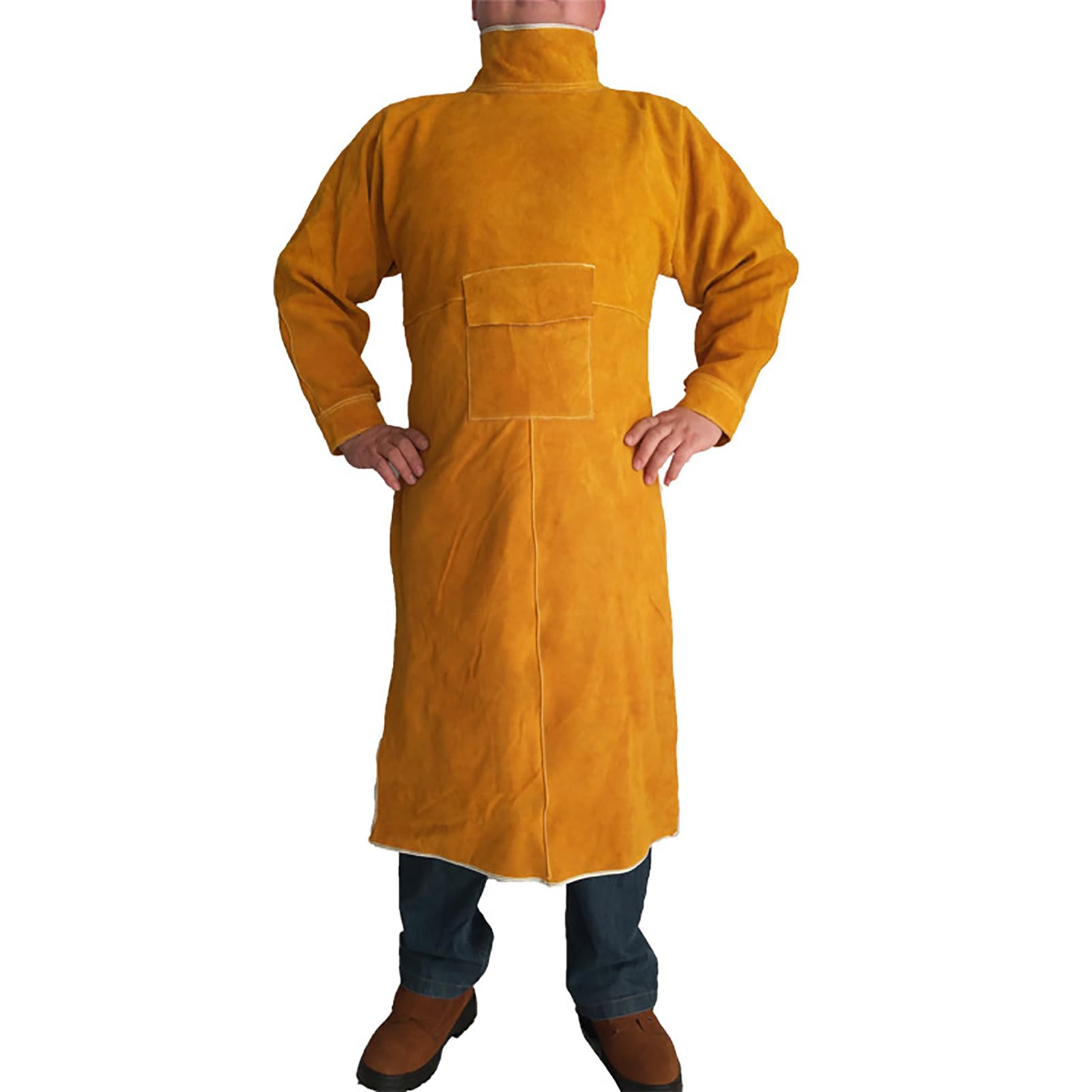 Chaqueta de Cuero Grueso para soldadores, Delantal de Cuero for soldar for Hombre y Mujer, Multicolor, 120 cm(Yellow)