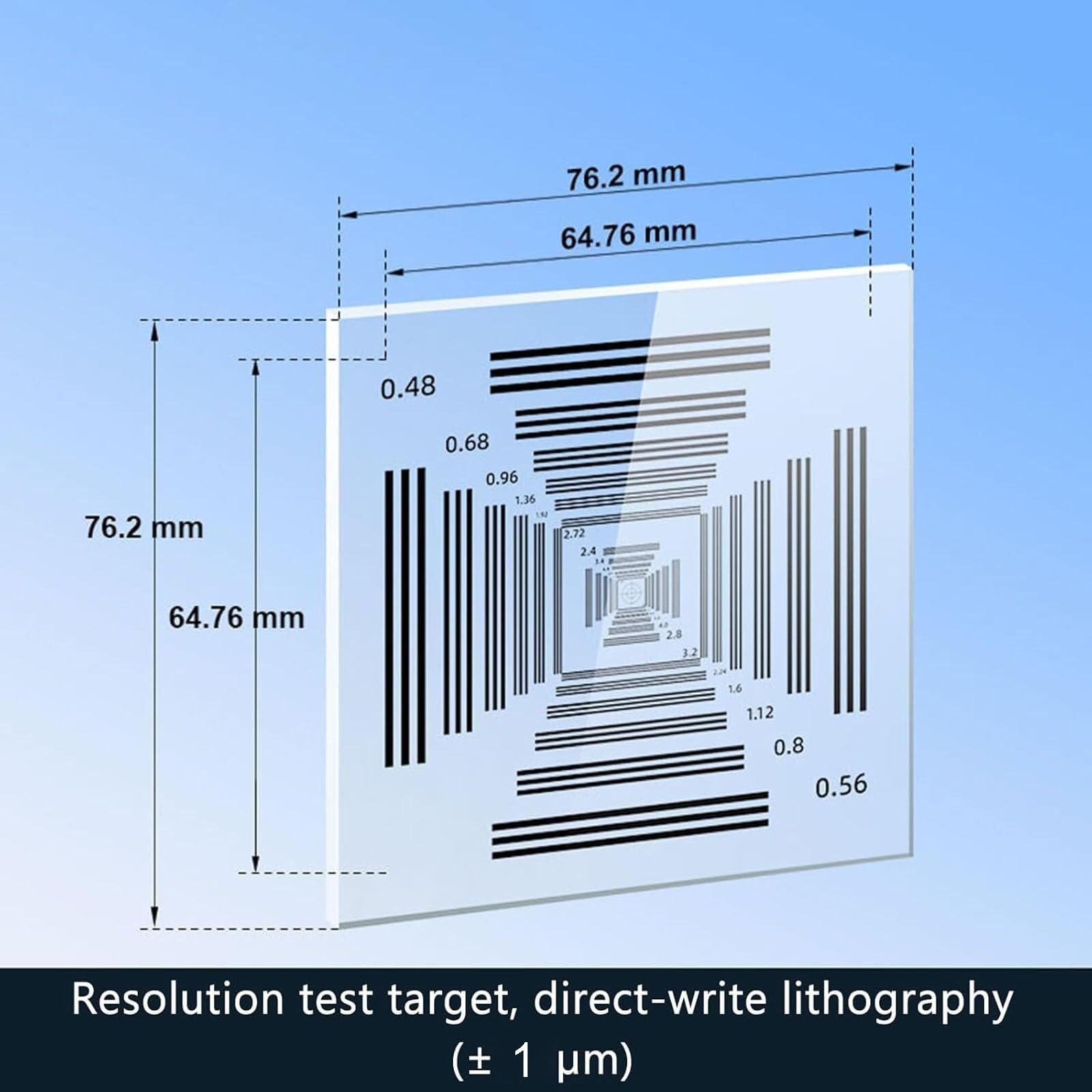Grafico di prova della risoluzione della fotocamera, miglioramento della nitidezza e della chiarezza dell'immagine, kit di accessori per microscopio, precisione ± 0,5 μm/± 1 μm per studi fotografici