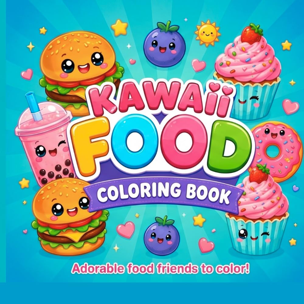 Kawaii Food Coloring Book for Kids: Adorable Snacks, Sweets, and Treat Characters for Stress-Free Coloring Fun