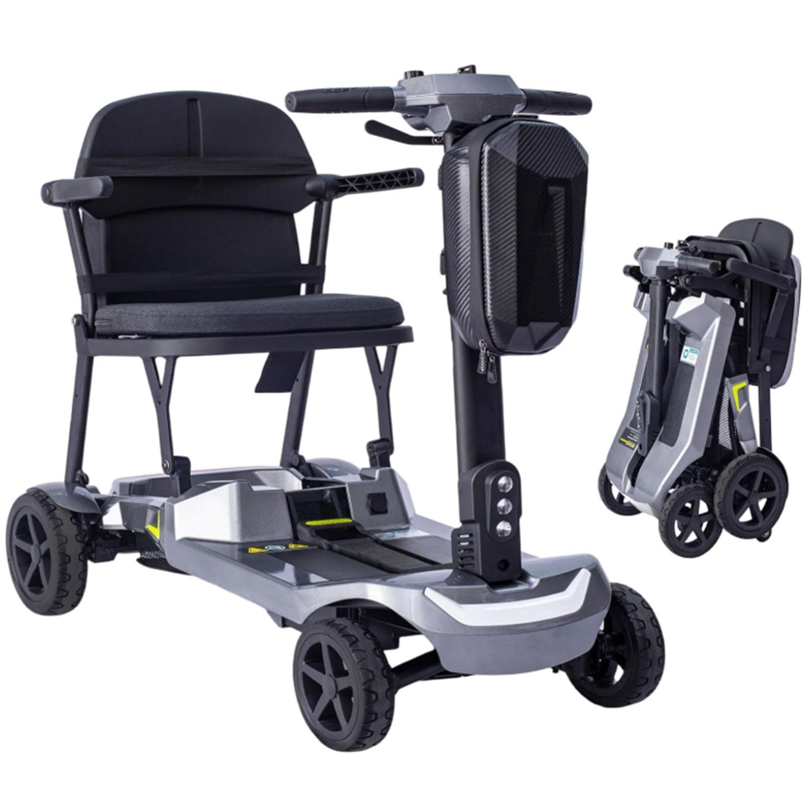 BCBKD Scooter De Movilidad De 4 Ruedas,Ligero,con Dos Baterías De Litio Extraíbles De 6,6 Ah Capacidad De Peso 100 Kg/220 LB Ideal para Personas Mayores Y Discapacitadas