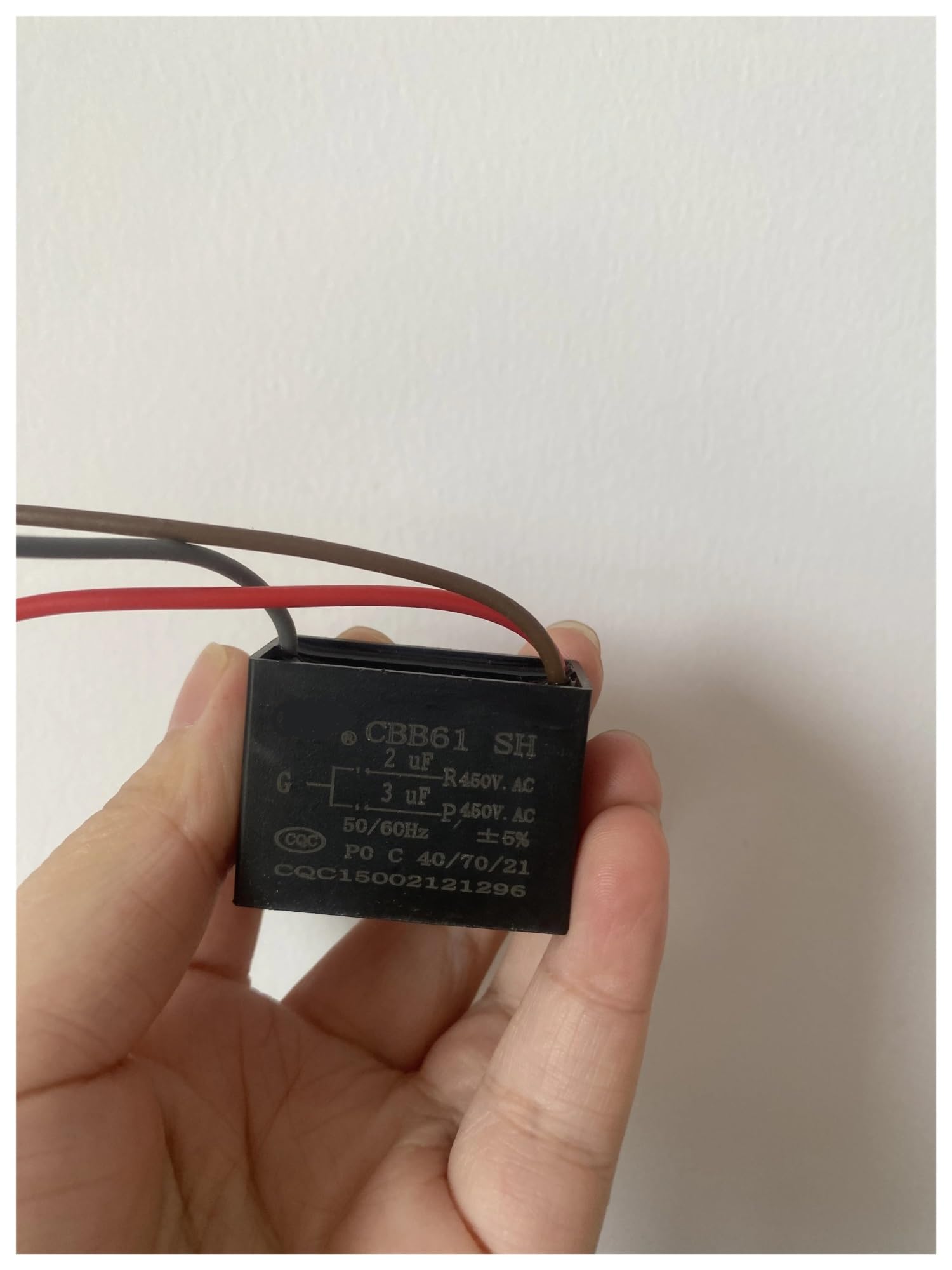 Kondensator wentylatora sufitowego CBB61 2+3UF 3-przewodowy 450V 50/60Hz elektroniczny rozrusznik kondensator do biegania IDGTTLDF (5 szt.)
