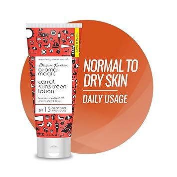 Carrot Sunscreen Lotion with SPF 15 Broad Spectrum UVA UVB Non Nano Zinc Oxide.