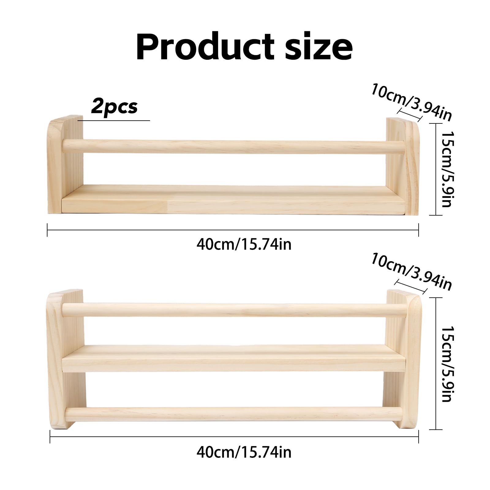 3 Piezas 40cm Estantes Flotantes para Guardería Estanteria Libros con Barra Protectora Flotantes Baldas Pared Madera Pino Madera Estantes Organizadores de Libros für Libros de Cuentos,Revista