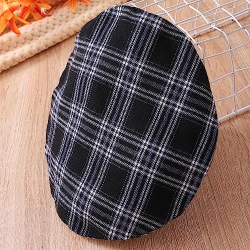 Image of Toddler Little Girl's Long Ruffle Sleeve Solid Top and Plaid Belted A-line Skirt Set with Hat