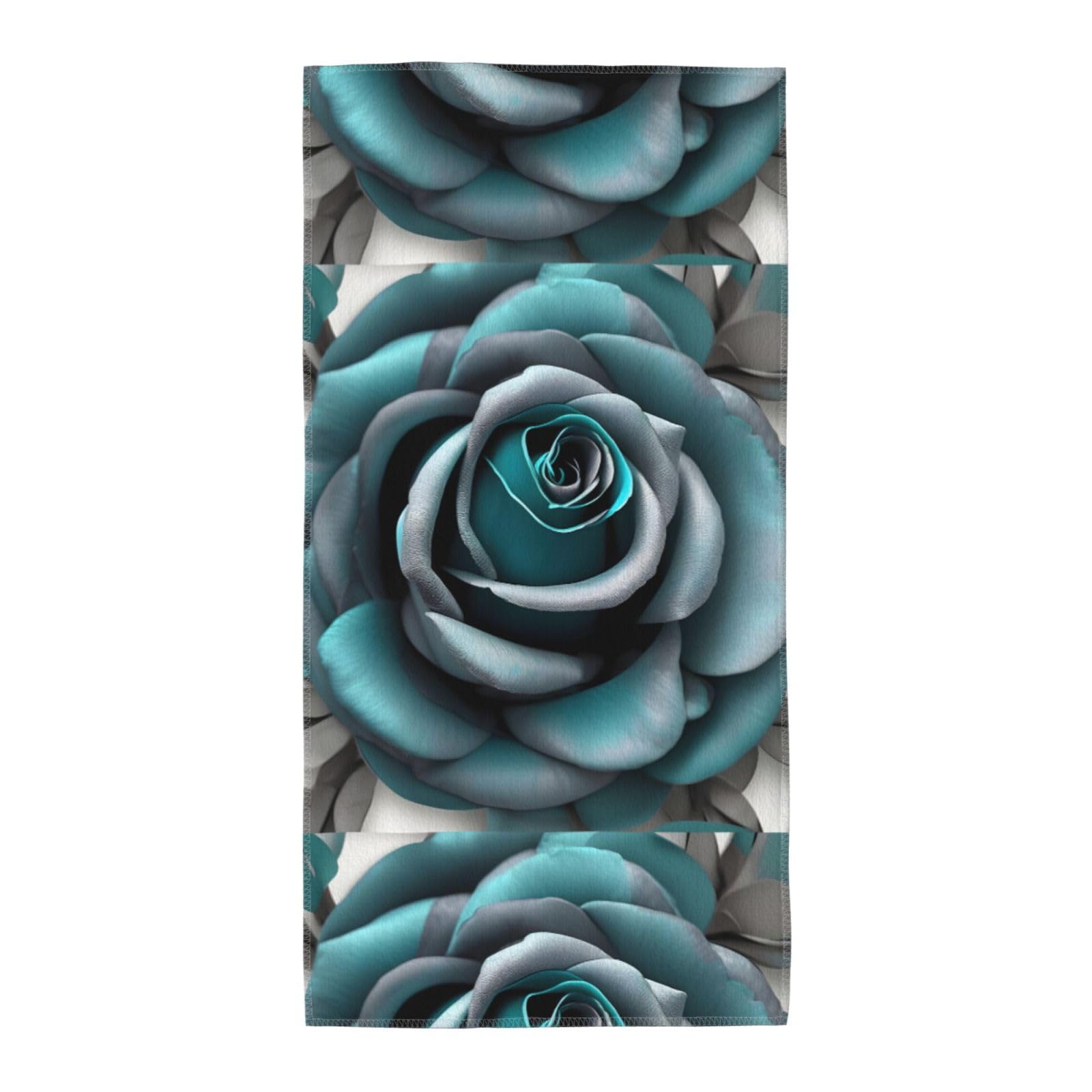 Cbaaghh Teal Gray Rose Print Towel, Towels Thick Face Towels Fast Drying Washcloth For Bath, Spa, Gym