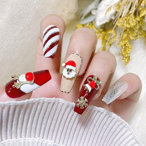 Miniatura 3 de 24 dijes de uñas brillantes de Navidad, diamantes de imitación de diamante, Papá Noel, reno, muñeco de nieve, copo de nieve, accesorios de uñas,