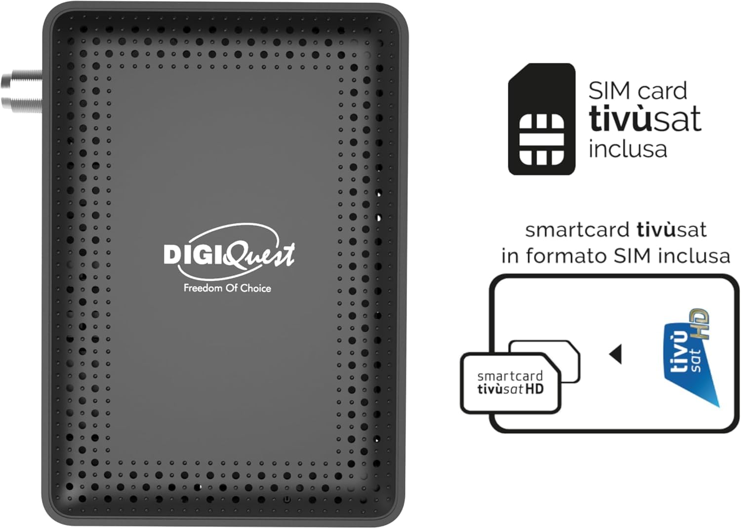 ANFEL Decoder tivùsat RetroTV MICROSAT, DVB-S2 HEVC H265 |AUTOINSTALLANTE | Telecomando 2in1 | SIMcard Tivùsat inclusa | Funzione di registrazione attivabile | Dispositivo abilitato ai canali DAZN