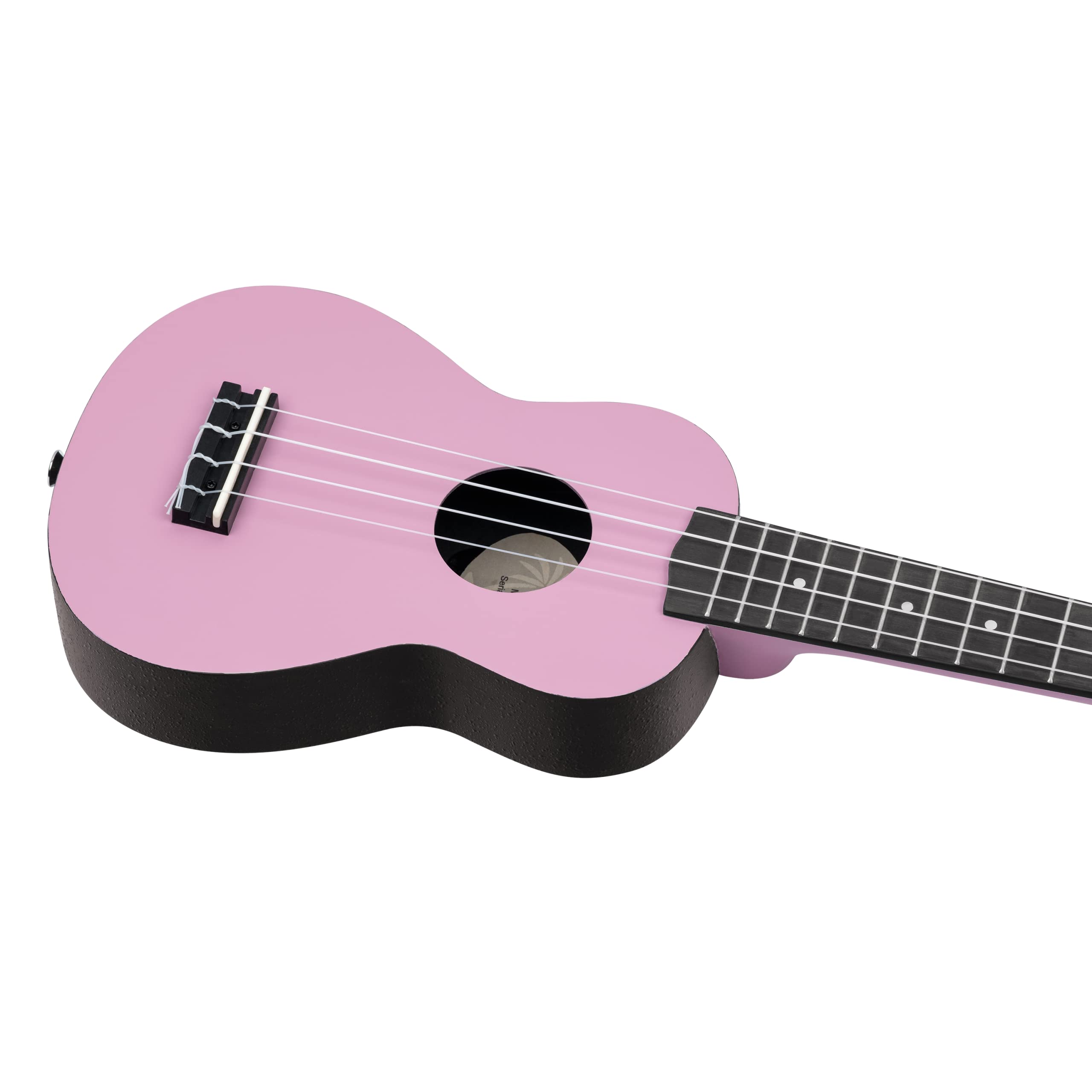 Ortega Guitars Ukelele Soprano rosa - Keiki K2 - Kit de inicio incluye afinador, correa, 5 púas medianas y bolsa de dibujo - pastel/polvo de hada (K2-FYD)