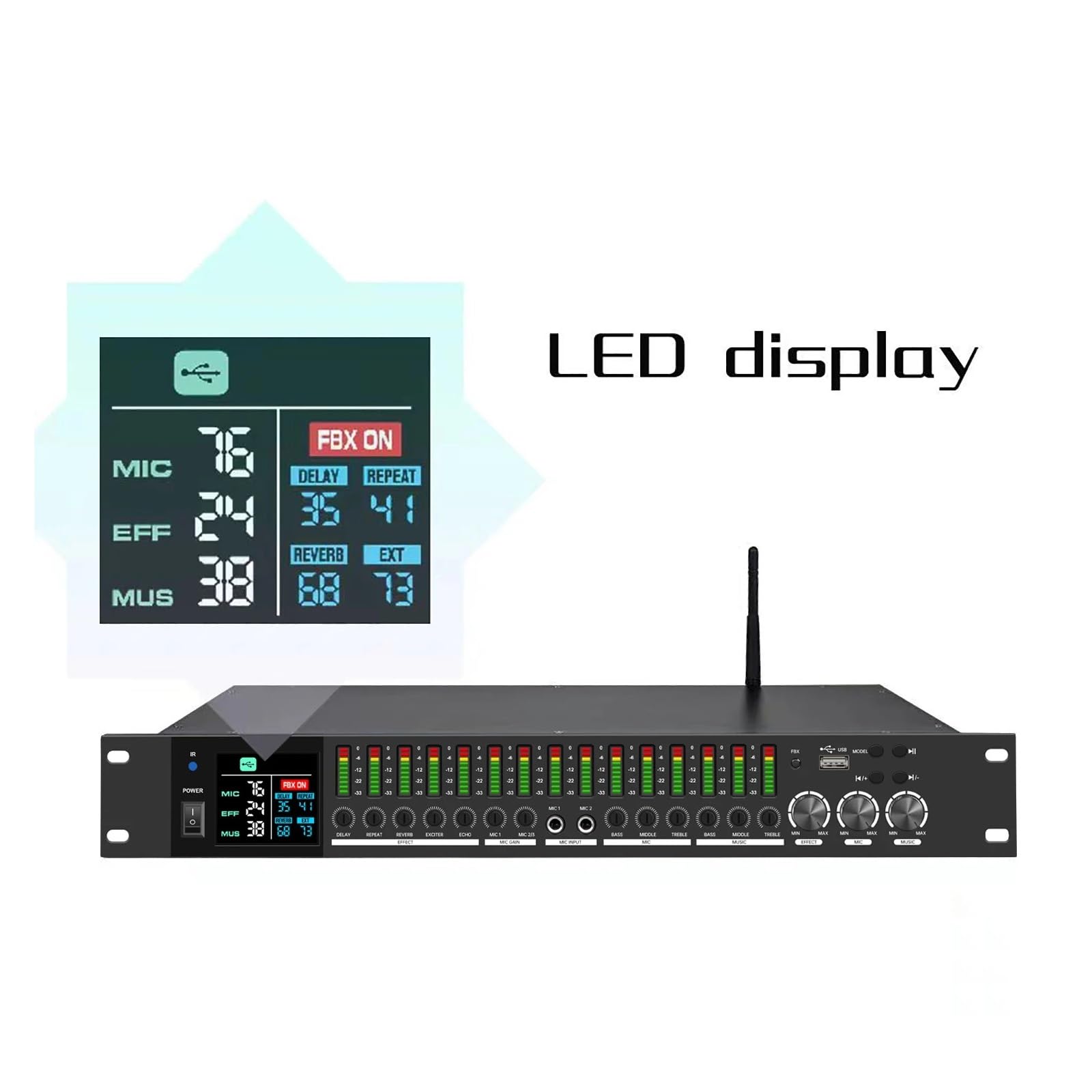 GAX-LD1500 Pantalla Profesional Ecualizador De Efectos Digitales Sistema De Karaoke Procesador De Audio Efector De Sonido De Escenario