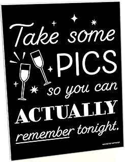 Big Dot of Happiness Take Some Pics Funny Photo Booth Sign - Printed on Sturdy Plastic Material - 10.5 x 13.75 inches - Sign with Stand - 1 Piece
