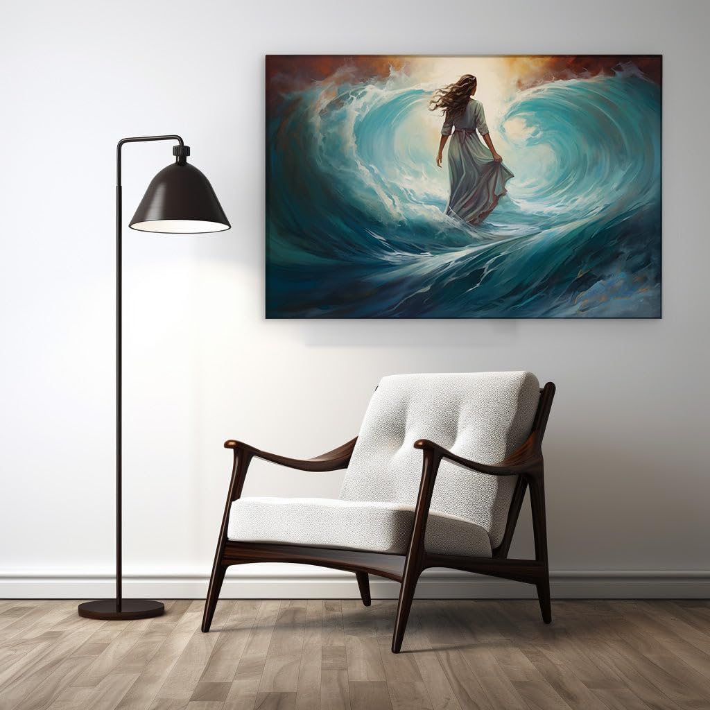 Canvas for Living room. Walking with Grace Through Life's Tempests - The Artistic Portrayal of Resilience in a Sea of Chaos, 27 x 18 inch Canvas Wall Art - Modern Home Decor - 69x46 cm (27x18 inch)