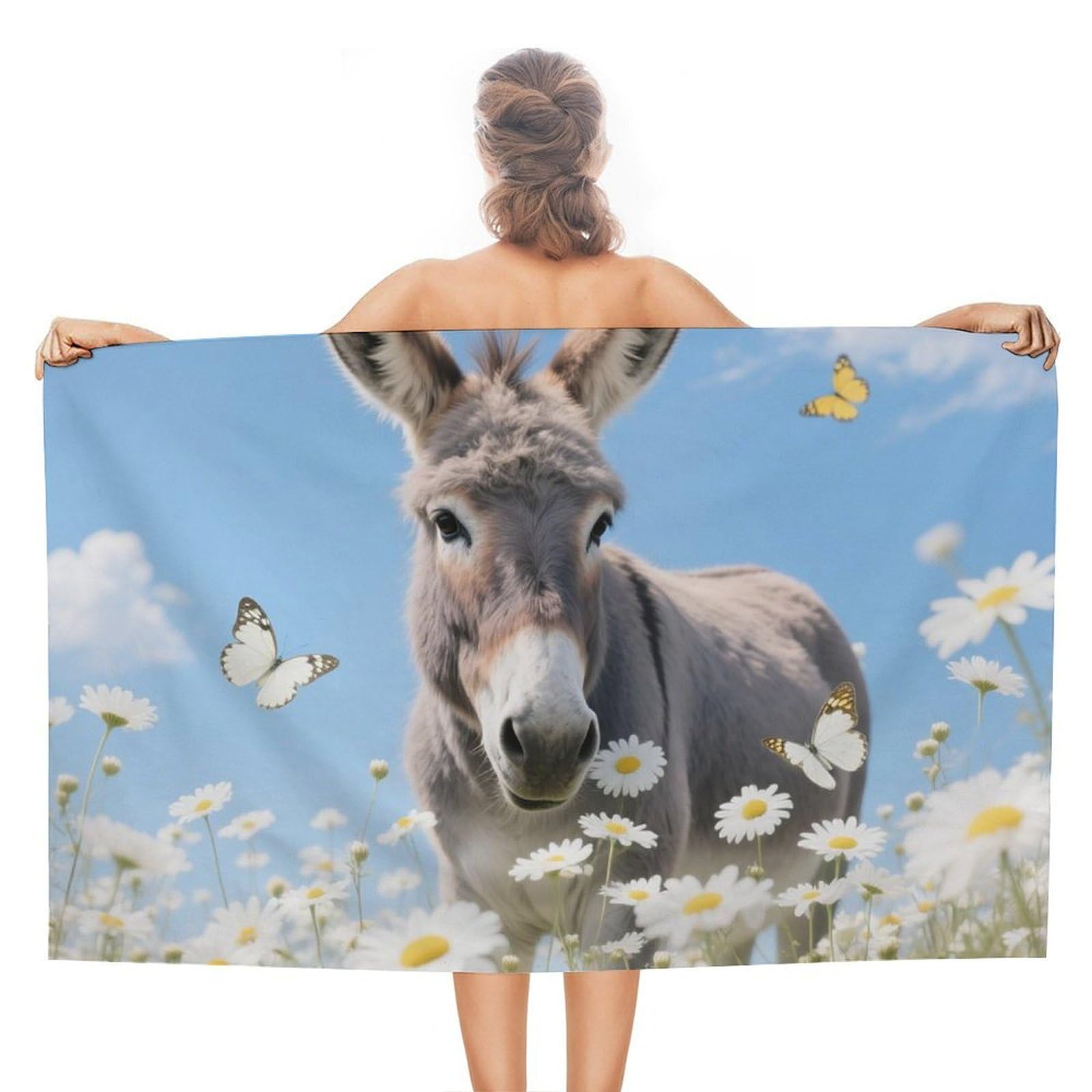 asbwuo Donkey & Butterflies Beach Towels Extra Large Quick Dry Absorbent