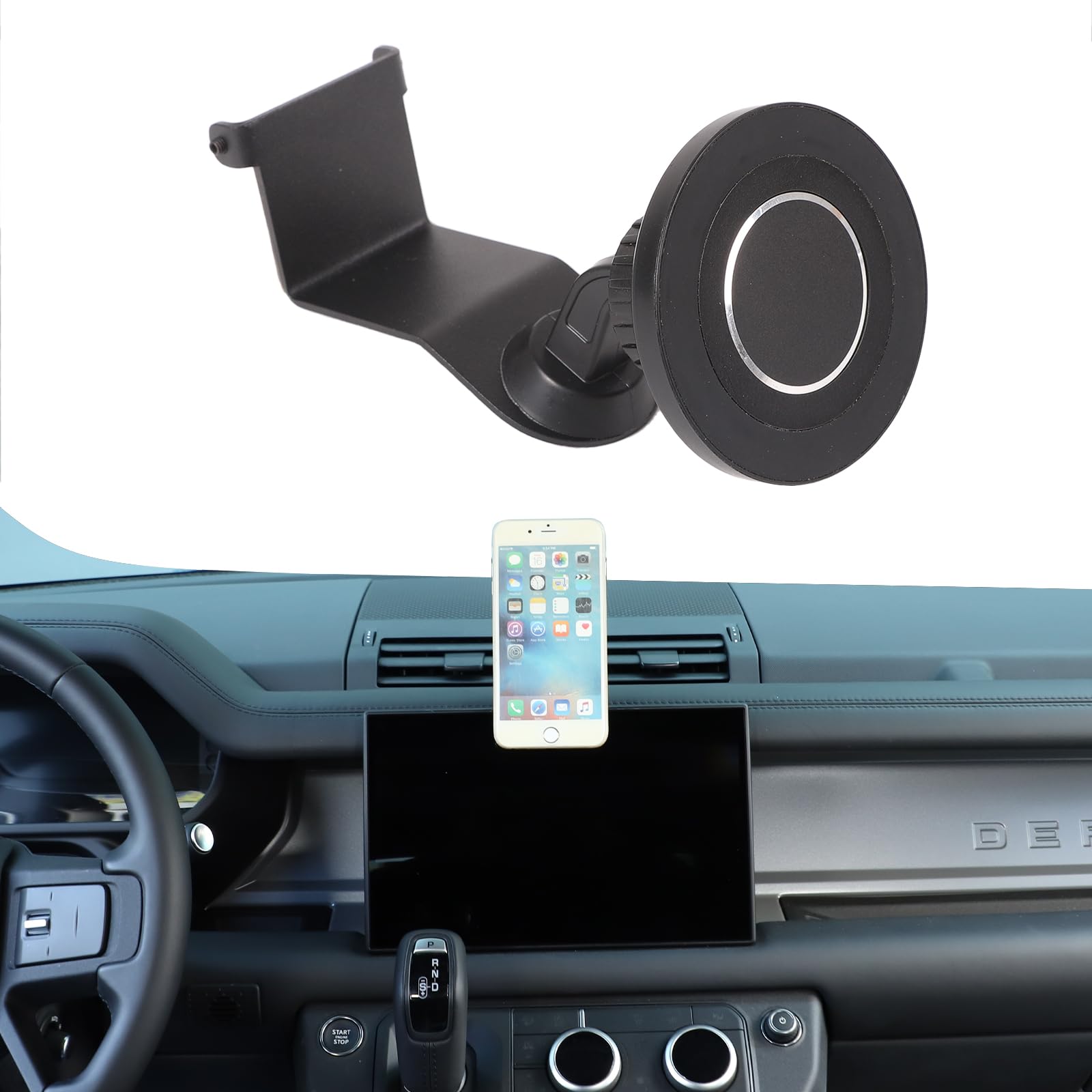 Supporto magnetico per telefono da auto, in acciaio al carbonio nero, supporto per bocchetta dell'aria, compatibile con LR Defender L663 90 110 130 2020-2023, supporto per telefono fisso per