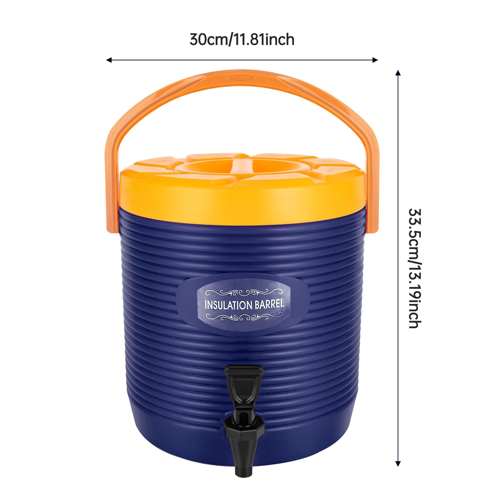 Edelstahl Thermobehälter 11L mit Zapfhahn, Deckel & Tragegriffen, Tragbar Nahrungsmittelwärmer Warmhalte-Getränkespender für Parties, 24h Temperaturhaltung für Speisen, Kaffee & Tee (Blau)