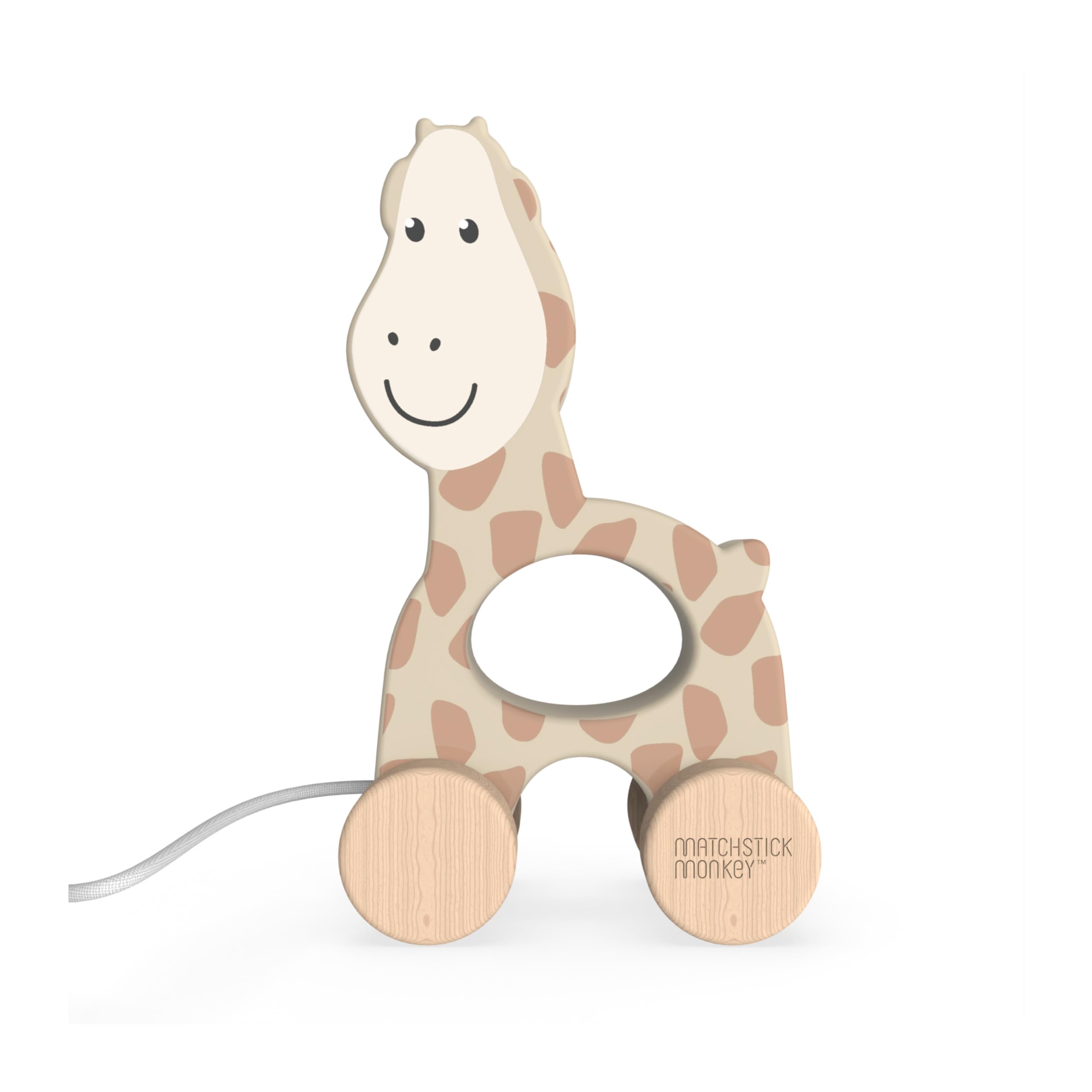 Matchstick Monkey, Playtime Wooden Pull Along Toy, Race or Push to Encourage Imaginative and Creative Play, Easy Grip, 12 Months Old+, Giraffe