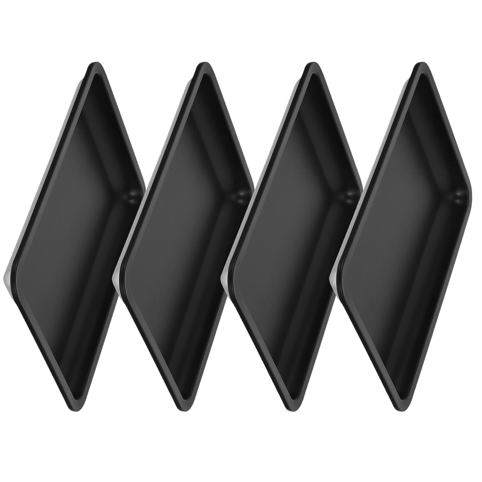 4 Piezas 4 Bandejas Rectangulares de Acero Inoxidable Negras para Exhibición y Organización de Joyas, Bandejas Pequeñas para Anillos, Pulseras y Collares, Organizador de Tocador